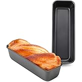 Beasea Long Loaf Bread Pan, 12x4 Inch 2 Set Rectangle Loaf Pan, Nonstick Bread Pans Carbon Steel Toast Pan Black Cake Pan Loaf Baking Pans Bakeware for Oven Baking
