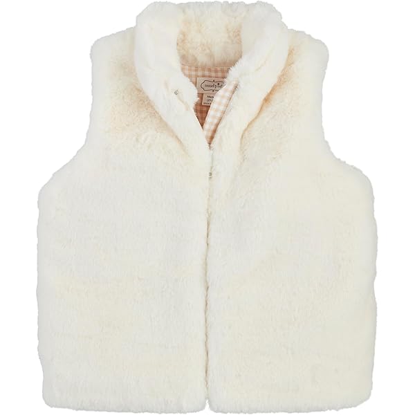 Amazon.com: Mud Pie Girls Children Faux Fur Zip Vest-Ivory