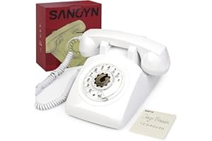 Retro Rotary Dial Phone Sangyn 1960s Vintage Landline Telephone Old Fashioned Corded Phones with Mechanical Ringer for Home O