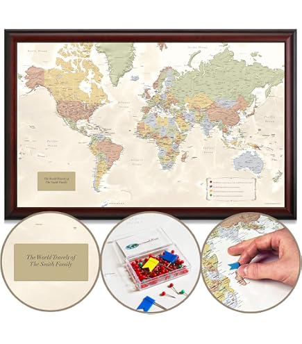 Wall Map With Pins Colorful Push Pin Travel Map With Black Frame - 27 ...