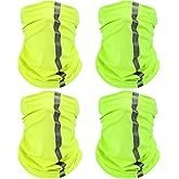 SATINIOR 4 Pcs Neck Gaiter for Men Reflective Face Mask Cover, UV Sun Protection Neon Balaclava Hi Vis Bandana for Work