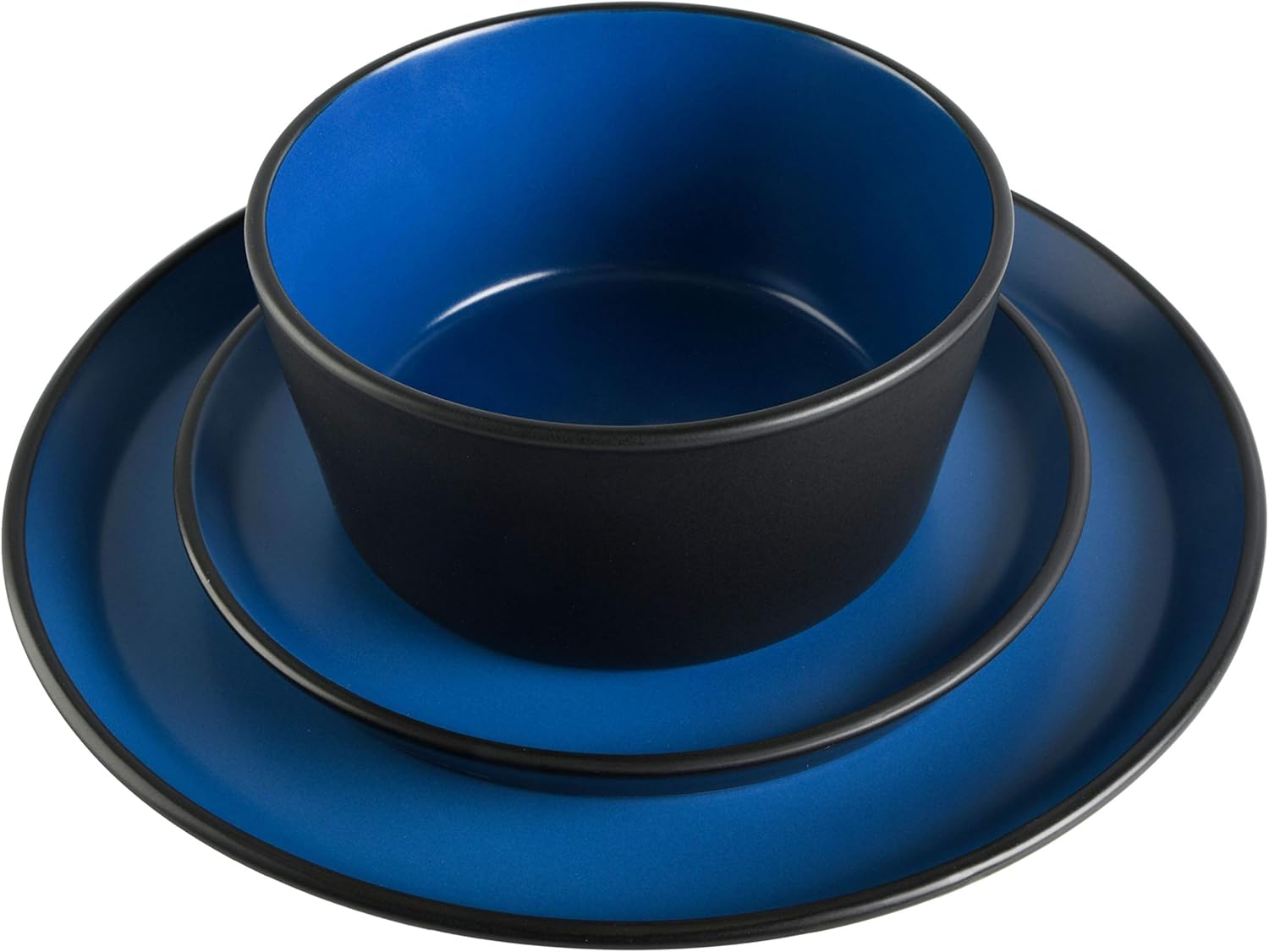  | Gibson Elite Soho Lounge Round Dinnerware Set, Service for 4 (12pcs), Matte Blue: Dinnerware Sets