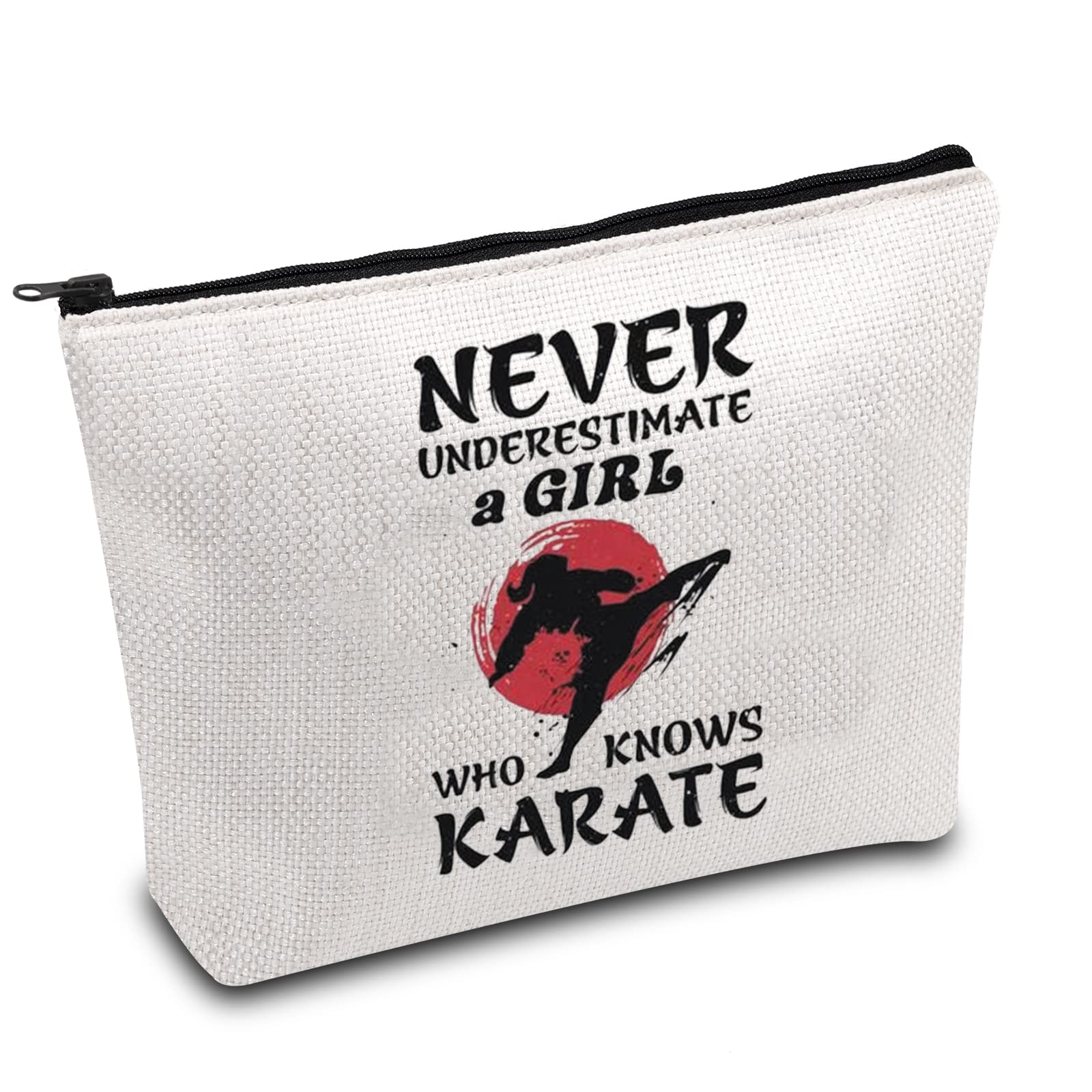 Karate Girl Gifts Martial Arts Gift Karate Cosmetic Bag Never Underestimate A Girl Who Knows Karate Zipper Pouch for Karate Lovers Karate Mom (Girl Knows Karate)