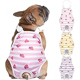 Jollywoods 3 Pack Washable Female Dog Diaper Onesie Sanitary Pantie with Adjustable Suspender, Reusable Fixed Doggie Diapers, Super Absorbent Leakproof for Small Medium Large Dog in Heat Cycle M