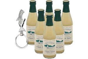 Clam Juice, 8 fl oz - Clam Juice for Cooking with Moofin Silver SS Bottle Opener Keychain - Pure Sea Flavor Bottled Clam Juice Broth for Chowders, Soups, Marinades [Pack of 6]