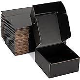 DUZCLI 6x6x3 Black Shipping Boxes for Small Business, Packing, 25 Pack | Sturdy 32 ECT Corrugated Cardboard Mailer Boxes, Easy Assembly, Recyclable for Mailing, Gift Packaging &amp; Online Ecommerce