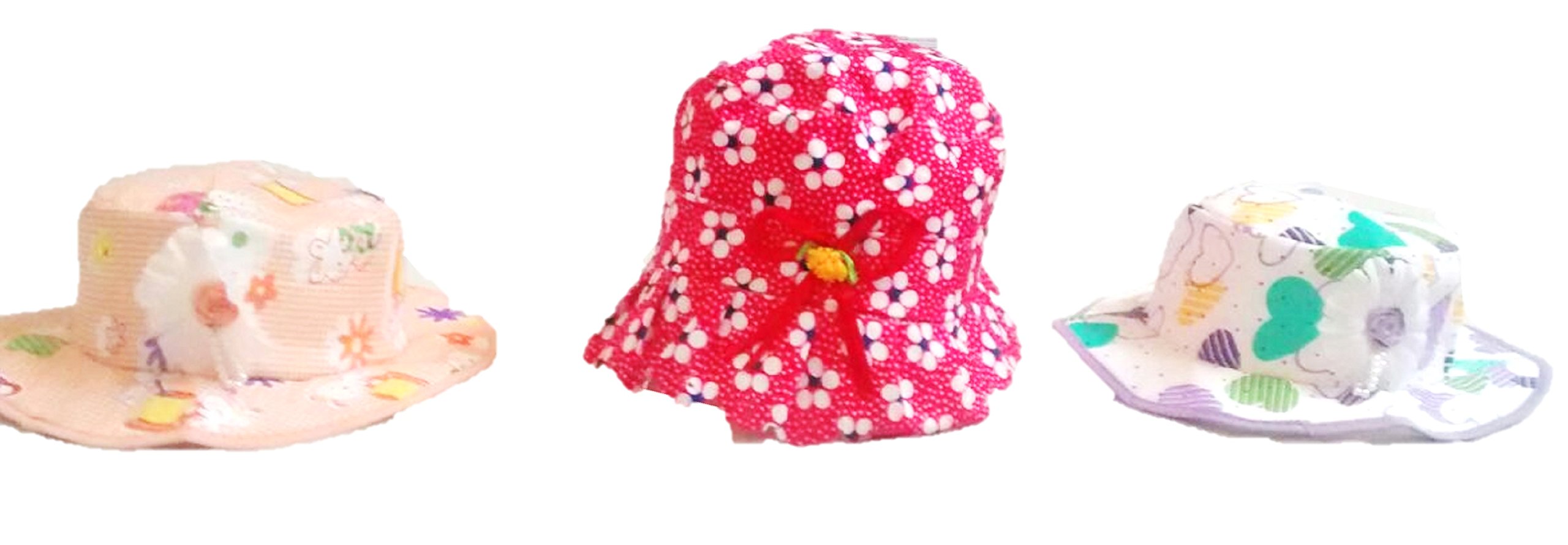 New Jain TradersBonnet Round Printed Sun Hat (Cap) - Set of 3 - Baby Girls