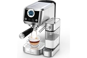 MAttinata Cappuccino Coffee Machine, Espresso Machine Touchscreen Control with Auto Milk Frother, Stainless Steel Espresso Maker 20 Bar, Latte Coffee Maker with for Home, Office with Timer