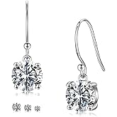 MOOSEA Moissanite Hook Earrings for Women, 925 Sterling Silver 1-3ct Lab Created Moissanite Dangle Earrings for Women Anniversary Birthday Gifts for Wife Mom Girlfriend