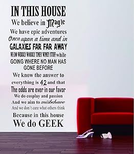 Geek House Quote - Harry Potter Star Wars Movies Wall Decal Monument Mural Decor - Loft Decoration