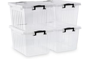Citylife 24L Clear Plastic Storage Bins with Lids Stackable and Nestable Storage Boxes with Lids Large Plastic Storage Contai