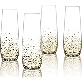 Fitz and Floyd Confetti Stemless Flutes (Set of 4), Elegant Lead-free Matching Drinkware Perfect For Everyday Use Or Entertaining – Stylish Modern Glasses Make An Ideal Gift For Weddings, Birthdays