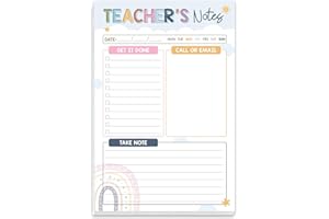 BrightenKidz Rainbow Boho Teacher Notepad, Gifts for New Teachers, Teacher Appreciation Gifts, To-Do List Notepad, Stationery Must-Have Supplies for Preschool, Elementary, Middle, and High School Teachers