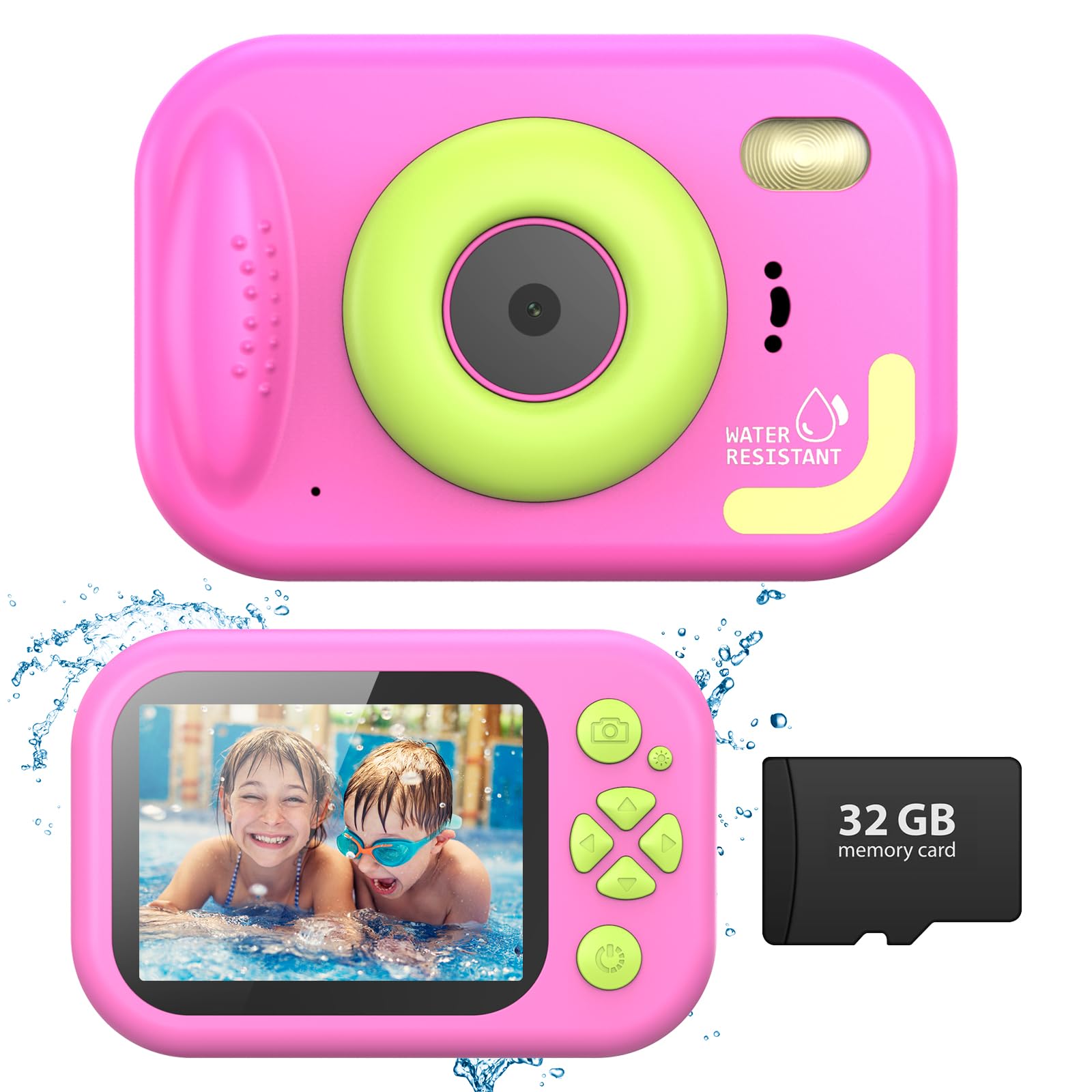 Tosaju Kids Camera Waterproof 48MP 10M Underwater Camera for Kids 1080P 10x Digitalzoom Digital Action Camera with 32GB Card Videocamera Fotocamera Gifts for Boys Girls Pink — image 1