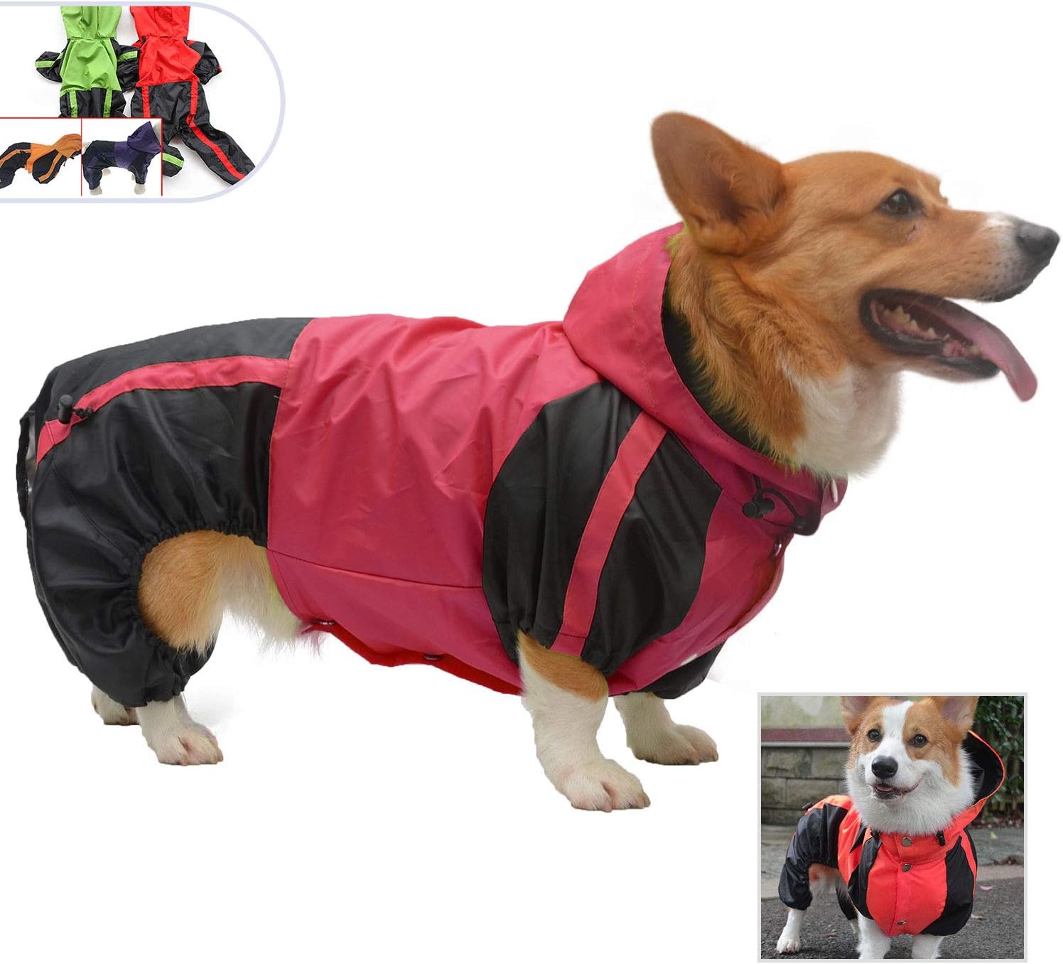 Lovelonglong Welsh Corgi Dog Hooded Raincoat