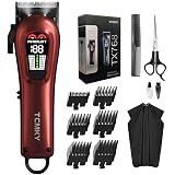 TCMKY Hair Clippers for Men Professional Clippers for Men Cordless&Corded Barber Clippers for Hair Cutting & Grooming. Rechargeable Hair Trimmer Kit for Household (Red)