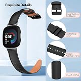 TiMOVO Black Leather Strap for Fitbit Versa 4 3 Sense 2 1 Wristband Classic view 4