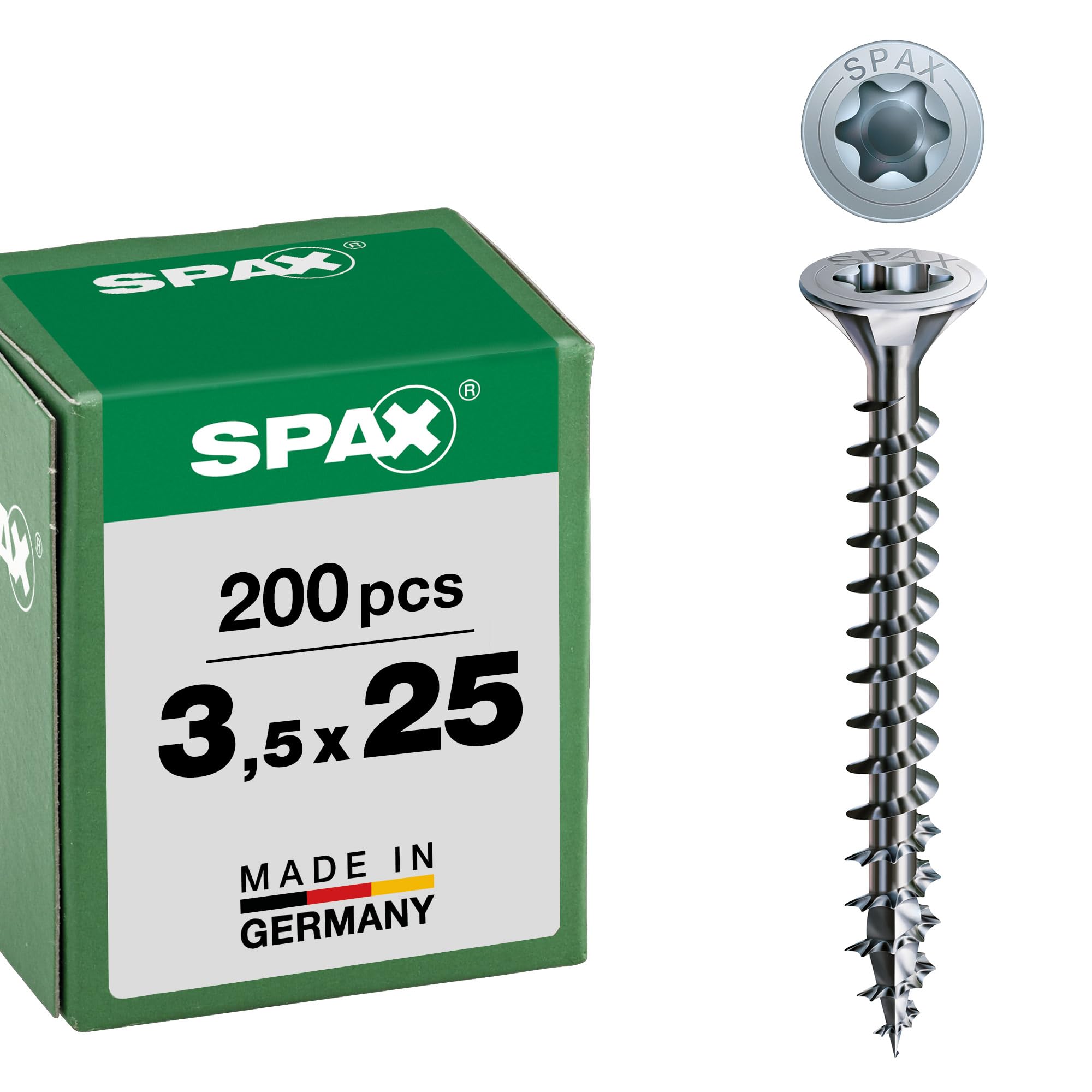 SPAX Countersunk-Multi-Head VG, Skint A2J, T-STAR T15, 3.5 mm X 25 mm, 200 Stk/Pak — image 1