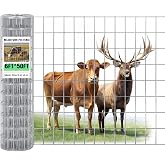 Gisafai 72in X 50 ft Welded Wire Fence, 2 Inch x 4 Inch 16 Ga, Silver | Galvanized Metal Garden Fence Roll, Wire Mesh Netting for Cattle Deer Goat, Farm Yard Livestock Vegetable Plant Protection