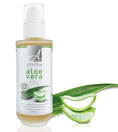 Aloe Vera Gel in der Glasflasche (200ml) – Reines Aloe Vera Gel Bio, 98% Aloe Vera Saft - Körpercreme und Haarkur – Feuchtigk