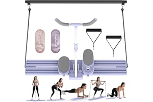 Lazolloa Pilates Slider Board with Resistance Bands, Ski Machine, Ab and Leg Trainer Machine, Multifunctional Pilates Equipment, Home Gym Full Body Workout Equipment for Women