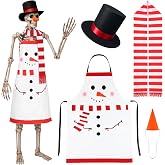 Shinymoon 4 Pcs Christmas 12 ft Skeleton Costumes Accessory | Snowman Gingerbread Elf Santa Claus, Hat Apron Choker, Inflatable Candy Cane, Complete Outfit, Winter Garden Outdoor Decor