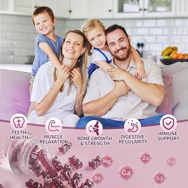 CALCIUM MAGNESIUM ZINC GUMMIES WITH MAGNESIUM GLYCINATE 200MG, POTASSIUM, D3, SEA MOSS, CALM MOOD & SLEEP SUPPORT- KIDS & ADULTS 2 PACK