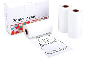 Phomemo Printer Paper Thermal Self-Adhesive, Black on White Printable Sticker Paper for Phomemo M02 M02 Pro M02S, 1.97 Inch x