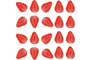 Meiwlong 20 PCS Artificial Strawberry Slices Lifelike Fake Realistic Plastic Fruit Ornament Decoration Home Party Office Wedding Festival Photography Prop