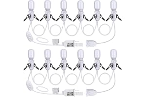 Meonum 2 Pack Accessory Cord with 6 LED Light Bulbs, 13.9ft End to End Connected Cool White Lights, Blow Mold Light Cord with Adjustable Brightness for Holiday Decoration, Christmas Village House
