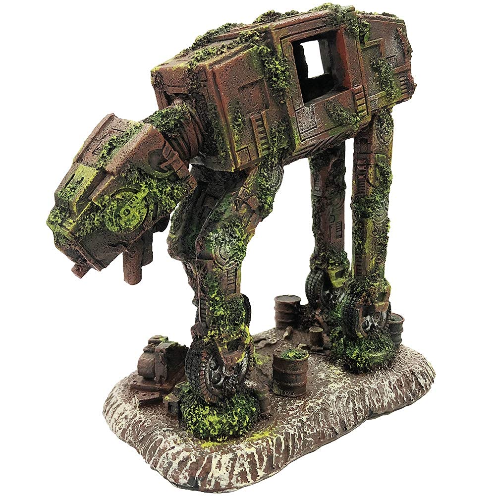 SLOCME Aquarium Big At-At Imperial Walker All Terrain Armored Transport Decorations - Fish Tank Resin Robot Ornament