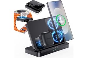 EGV Wireless Charger for Samsung – 3 in 1 Wireless Charging Station for Galaxy S25 Ultra S24 S23, Z Fold Flip 7/6, Detachable Watch Charger for Galaxy Ultra 8/7/6, Foldable, Fast Charging, No Adapter