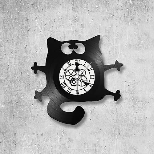 Horloge Murale En Vinyle 33 Tours Fait Mainthème Splat Chat
