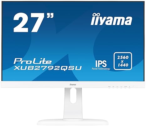 iiyama ProLite XUB2792QSU-W1 68,5cm (27 Zoll) IPS LED-Monitor WQHD (DVI, HDMI, DisplayPort, USB2.0, Ultra-Slim-Line, Höhenver