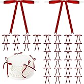 50 Pcs Red Stain Ribbon Bows 5x7 Inch Twist Tie Bows for Gift Wrapping Cake Treat Bags Craft DIY Gift Wedding Baby Shower Birthday Party Decorations