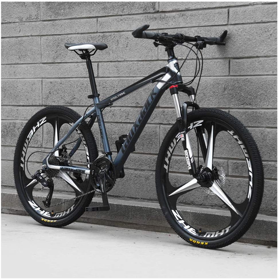 KXDLR Mens Mountain Bike, 21 Speed Bicycle with 17-Inch Frame, 26-Inch Wheels with Disc Brakes,Gray