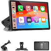 CarPlay Screen for Car, 9'' Wireless CarPlay & Android Auto - Smart Portable Touchscreen with Bluetooth/FM, Mirror Link, Voice Control, GPS Navigation, Hands-Free Calling, Plug & Play Car Play Screen