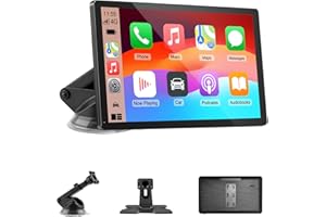 GTVFS CarPlay Screen for Car, 9'' Wireless CarPlay & Android Auto - Smart Portable Touchscreen with Bluetooth/FM, Mirror Link, Voice Control, GPS Navigation, Hands-Free Calling, Plug & Play Car Play Screen
