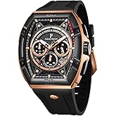 Paras Crown Watches for Men Tonneau 5ATM Waterproof Quartz Luxury Chronograph Analog Men's Wrist Watches Stainless Steel Case Mens Watches