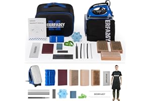 DEERFAMY Complete Basic Snowboard Tune Kit with Wax, Ski Snowboard Wax Kit with Waxing Iron, Wax, Edge Tuner, Carry Bag, Wax Apron, to Maintain Your Skis and Snowboard