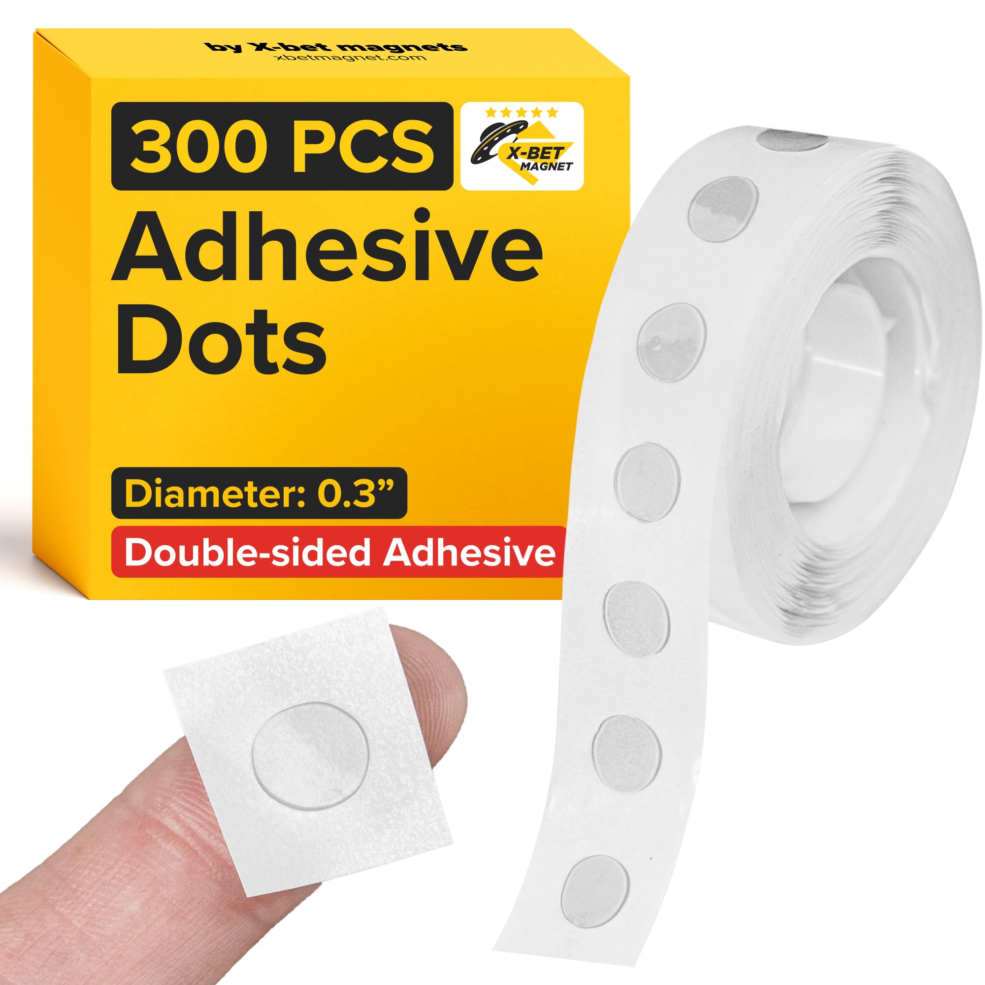 Photo 1 of 300 Clear Removable Double-Sided Adhesive Dots – Acrylic, Transparent, 0.3" Diameter, No Mess, Photo Safe, Sticky Dots, Double Sided Balloon Tape, Balloon Sticky Dots for Craft, Decorations