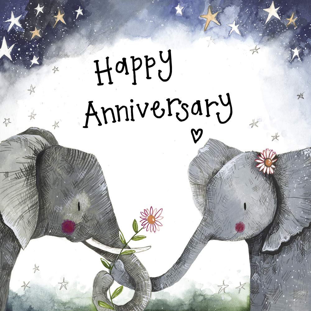 ALEX CLARK Happy Anniversary Elephants Foil Card