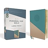 NIV, Personal Size Bible, Large Print, Leathersoft, Teal/Gold, Red Letter, Comfort Print