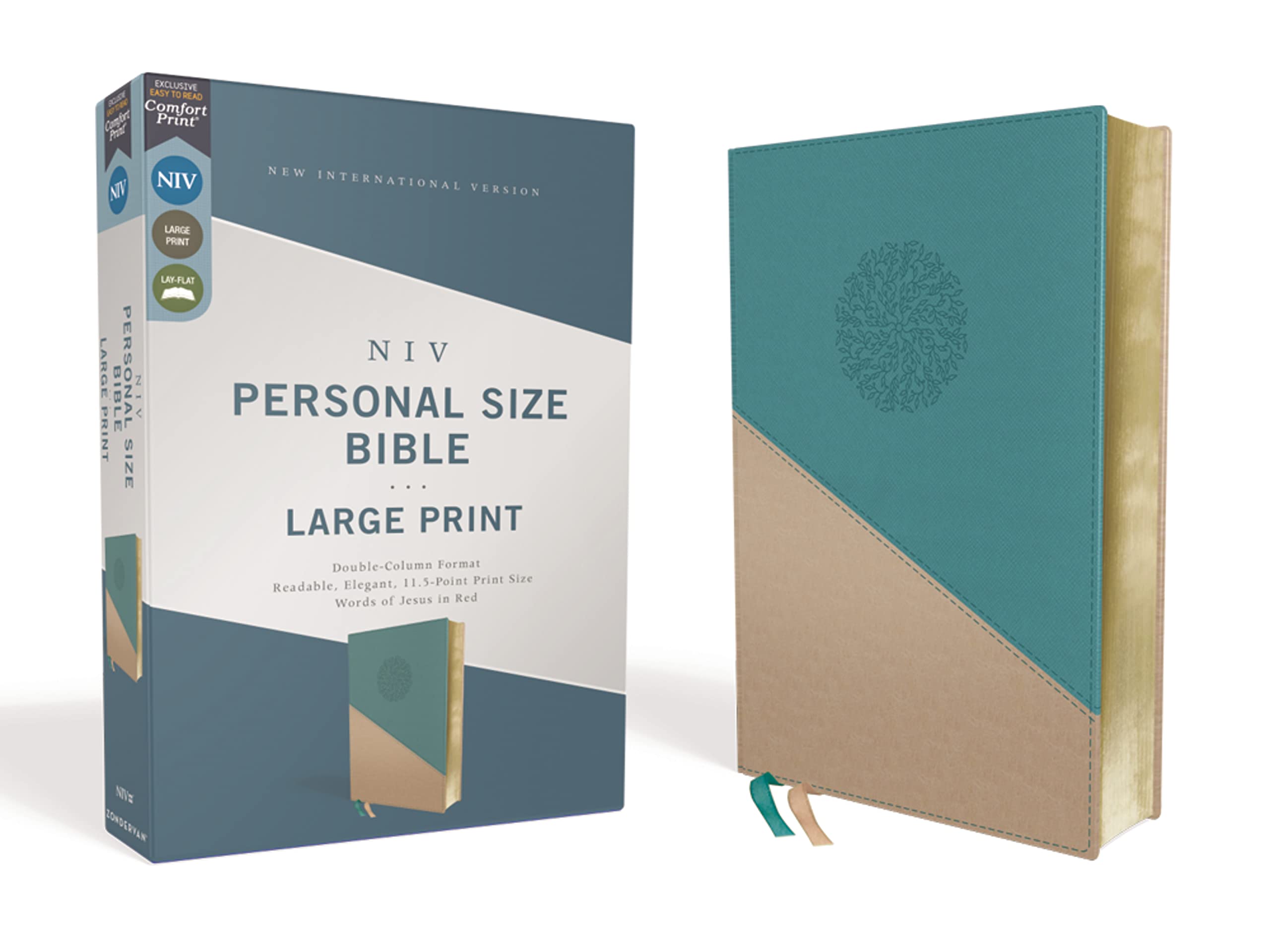 NIV, Personal Size Bible, Large Print, Leathersoft, Teal/Gold, Red Letter, Comfort Print NIV, Personal Size Bible, Large Print, Leathersoft, Teal/Gold, Red Letter, Comfort Print Imitation Leather
