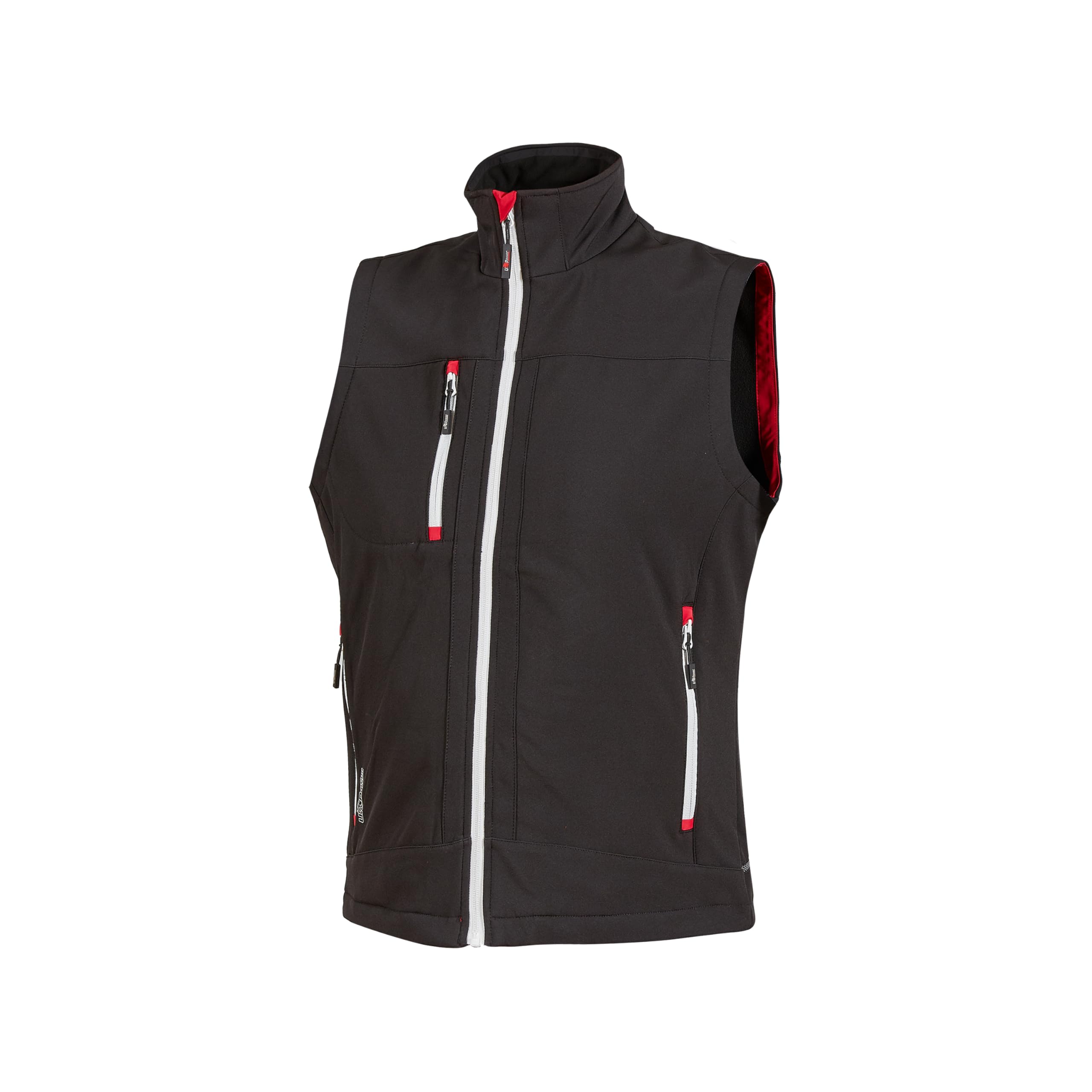 U-Power CLIMB, Softshell Gilet, Stretch Fabric, Lightweight, Windproof, Waterproof Jacket, with Full Zip, Warm Outer Wear, for Hiking, Running (Black Carbon XL)