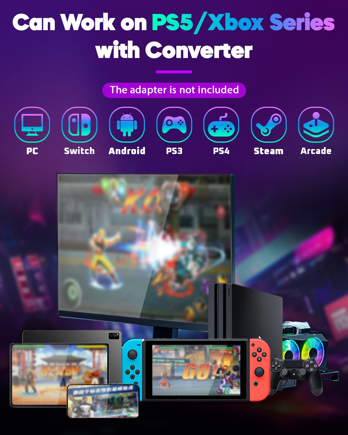 Sehawei Haute42 Arcade Stick R16 All-Button Arcade Controller 16Keys for PC/Ps3/Ps4/Switch/Steam,Fight Stick for Fighting Games with Custom RGB & Turbo Functions & Hot Swap Black
