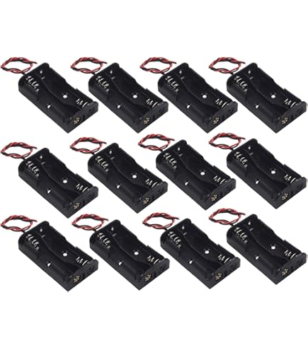 8 Cajas Portapilas Para 2 Pilas AAA De 1.5V | Con Cables Rojos Y Negros De 14.5cm | Plástico ABS Resistente | Proyectos Electrónicos