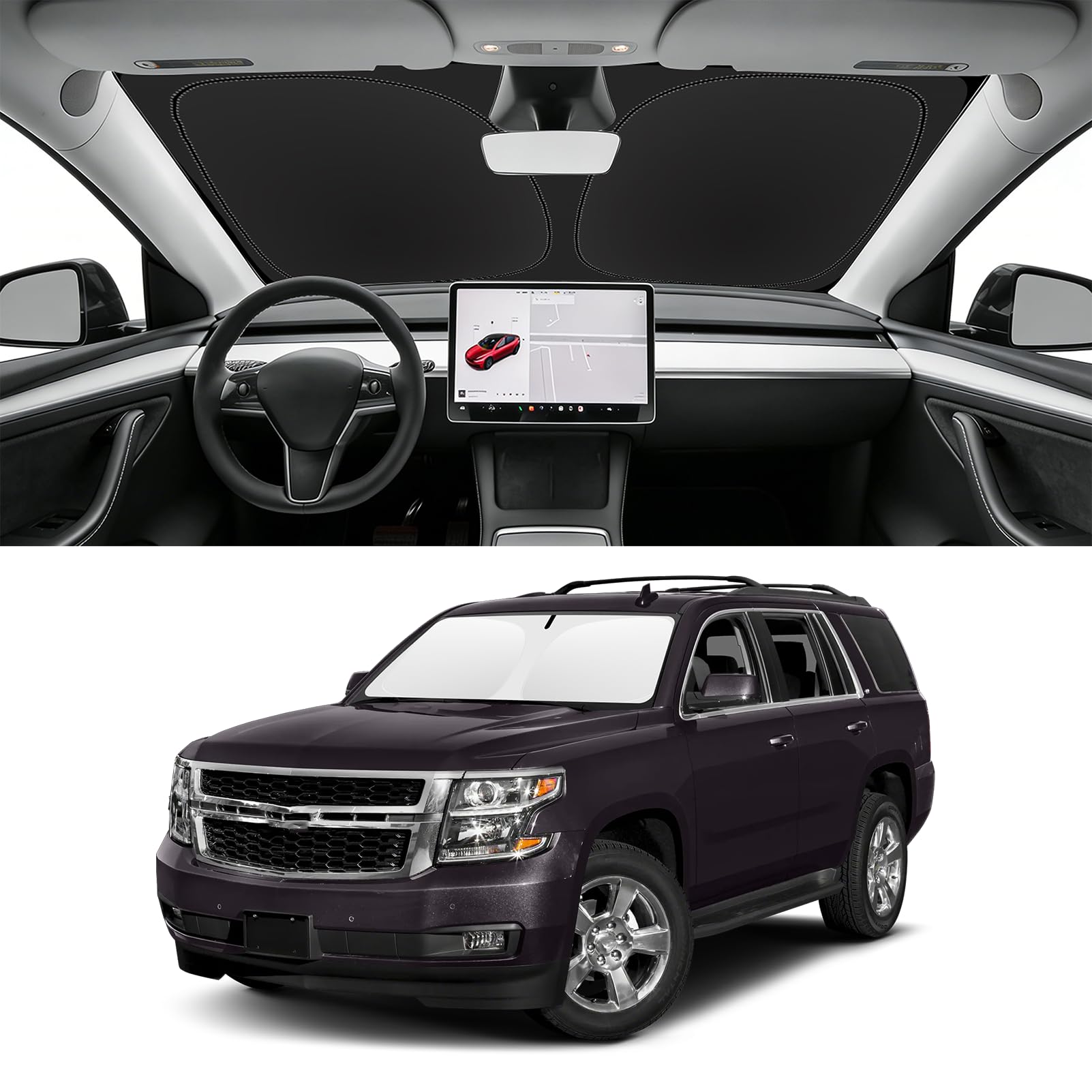 SLOGENTO Custom Fit Windshield Sun Shade for Chevy Tahoe 2015-2020