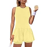 Panadila Womens Bubble Tennis Dress with Shorts Workout Athletic Dress Golf Outfits Backless Casual Activewear with Pockets