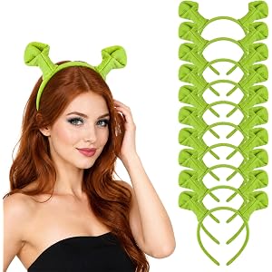 Kytunera 10 Pack Green Ogre Ears Headband for Adults Monster Ears Cosplay Costume Accessories for Halloween Theater